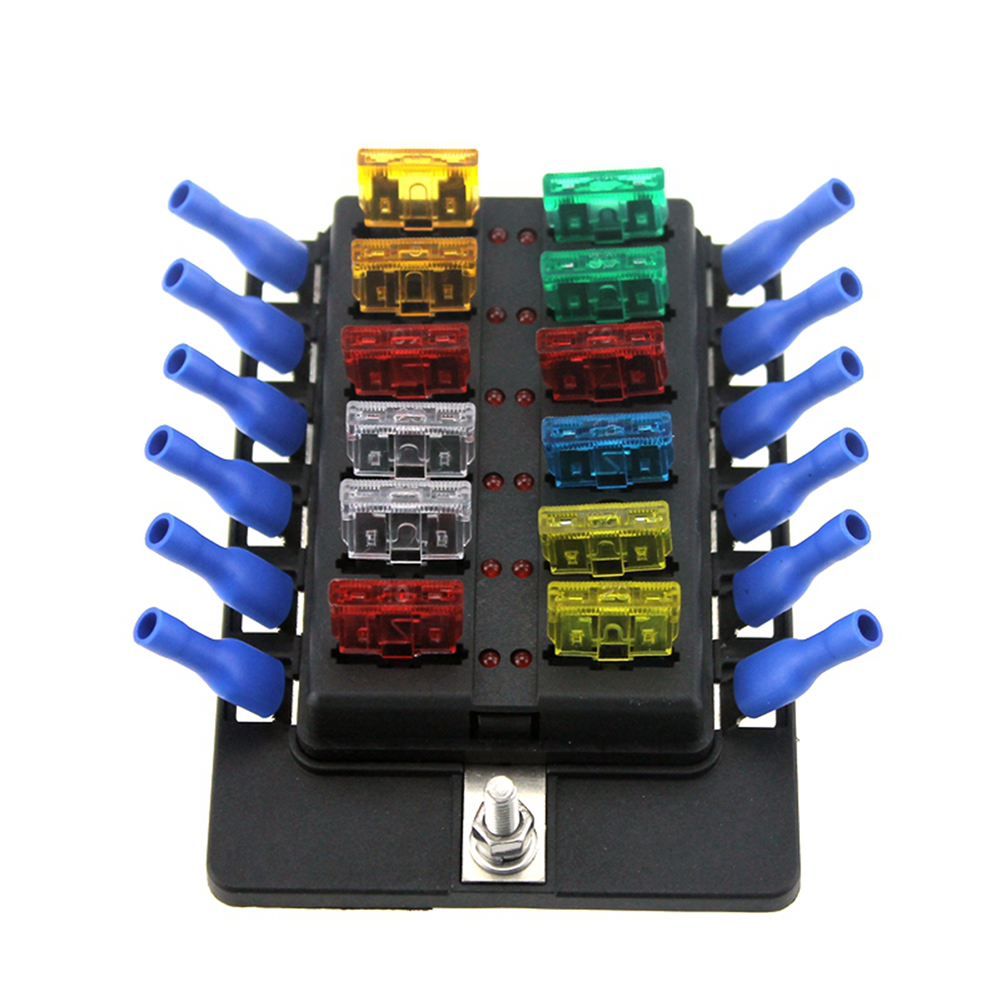 12 Way Fuse Block Blade Fuse Box Holder w/ LED Indicator 12pcs 5-30A Fuses, 501 Original
12 Way Fuse Block Blade Fuse Box Holder w/ LED Indicator 12pcs 5-30A Fuses, 501 Original