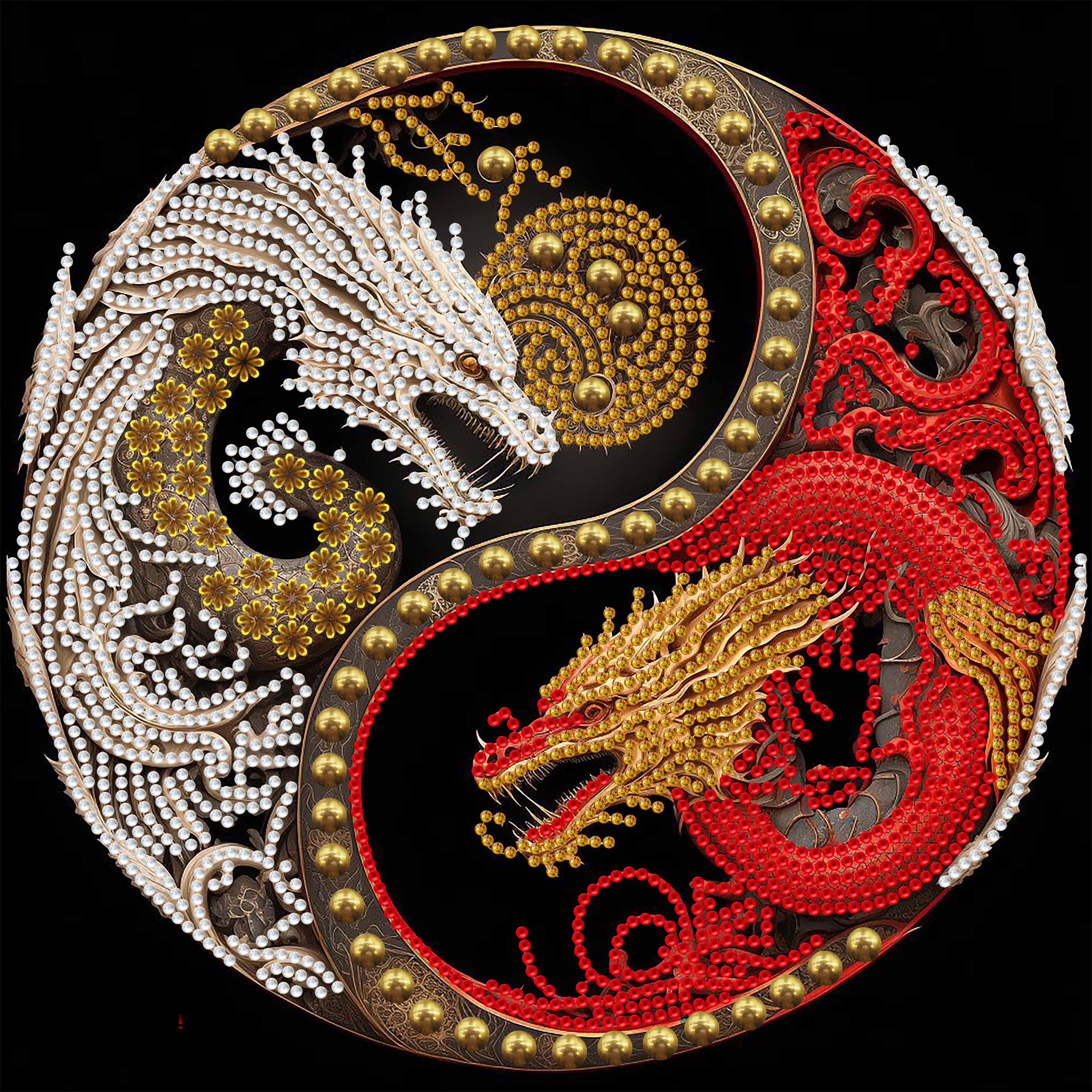 Diamond Painting - Partial Special Shaped Drill - Yin Yang Dragon