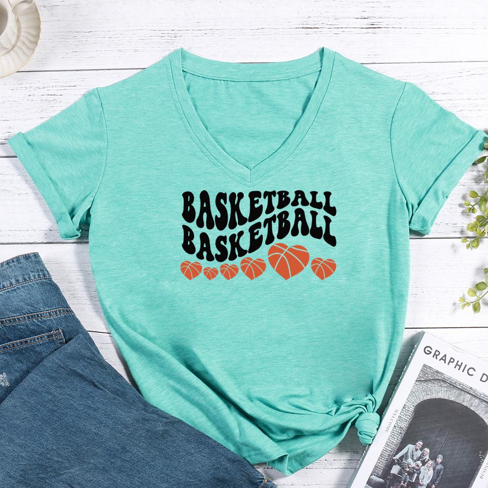 Basketball heart funny V-neck T Shirt-Guru-buzz