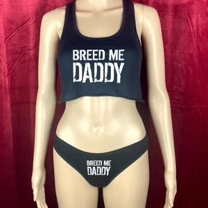 pornhint Pornhint Breed Me Daddy Lingerie Set DDLG Submissive Clothing Yes Daddy Dom Panties Slut Breeding Kink Shirt