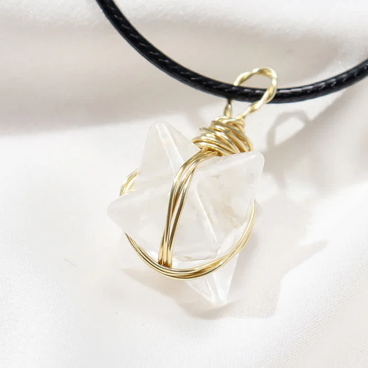 DIVINE LIGHT VEHICLE - Crystal Merkaba Necklace-White crystal	
