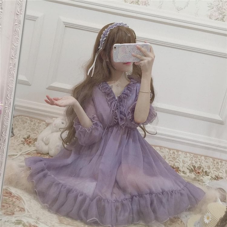 Vintage Falbala Lolita Chiffon Dress SP14390R