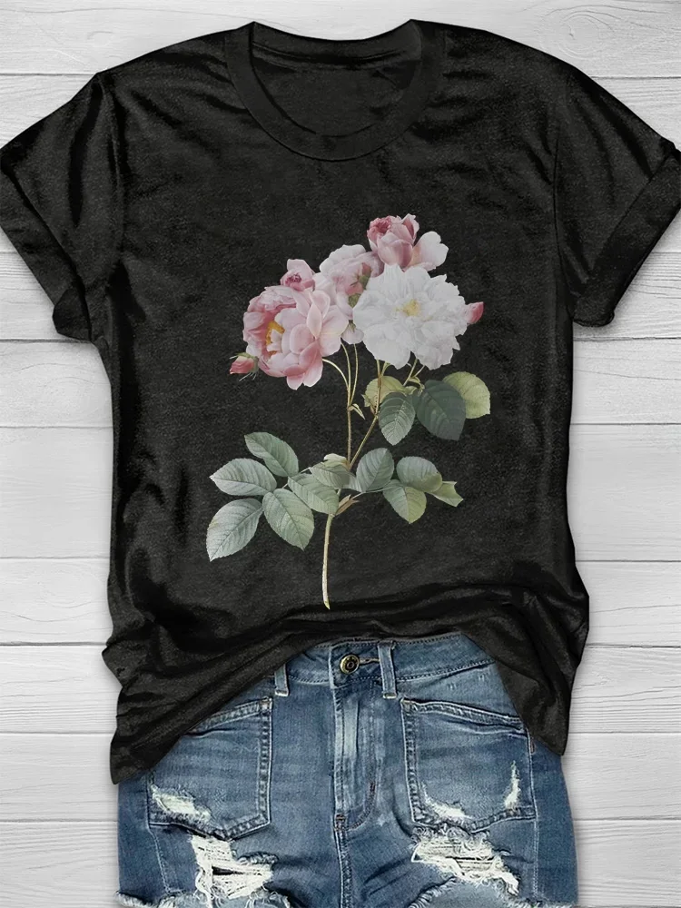 Vintage Rose Print Women's T-shirt
