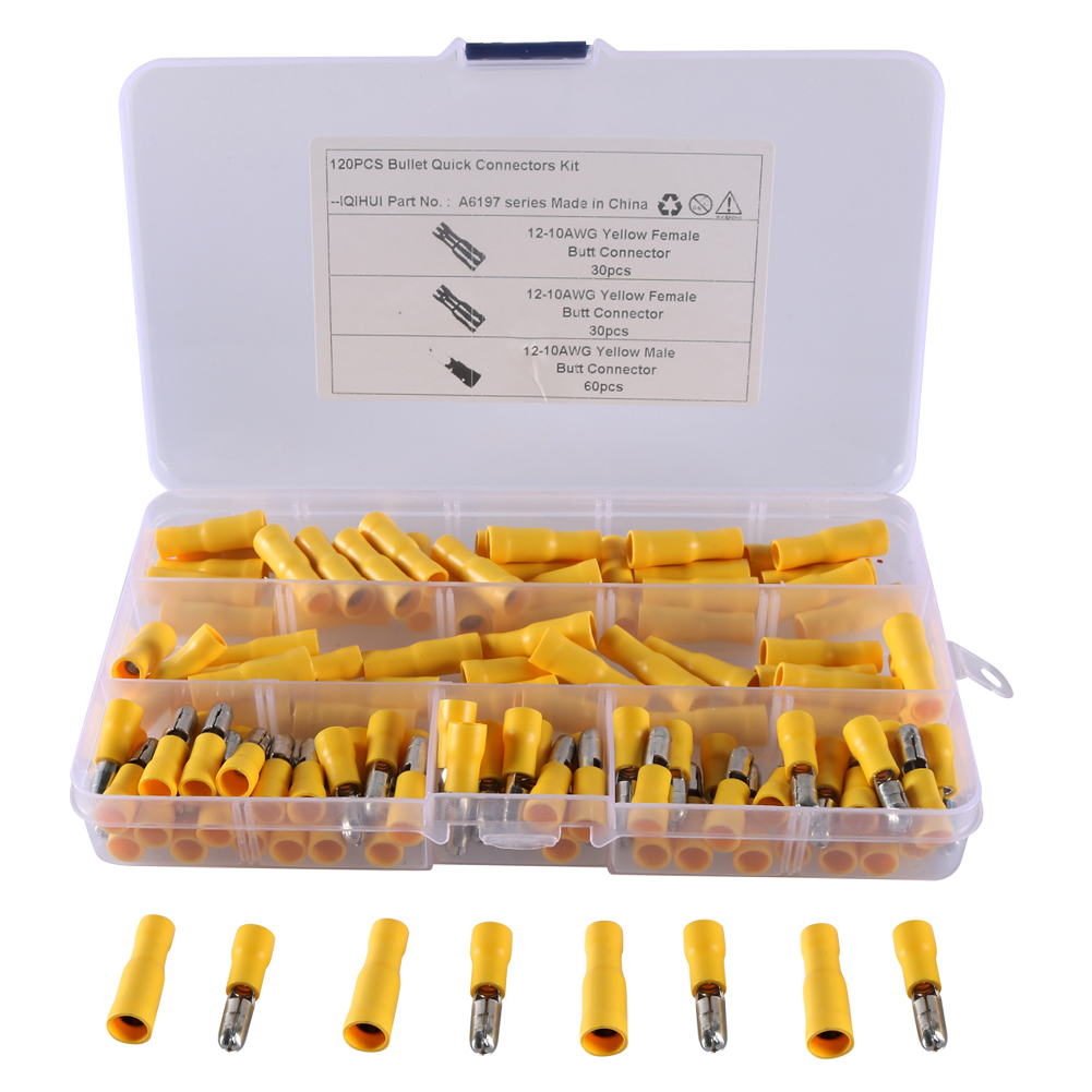 120pcs 12-10AWG Insulated Crimp Wire Terminals Female Male Bullet Connector, 501 Original
120pcs 12-10AWG Insulated Crimp Wire Terminals Female Male Bullet Connector, 501 Original