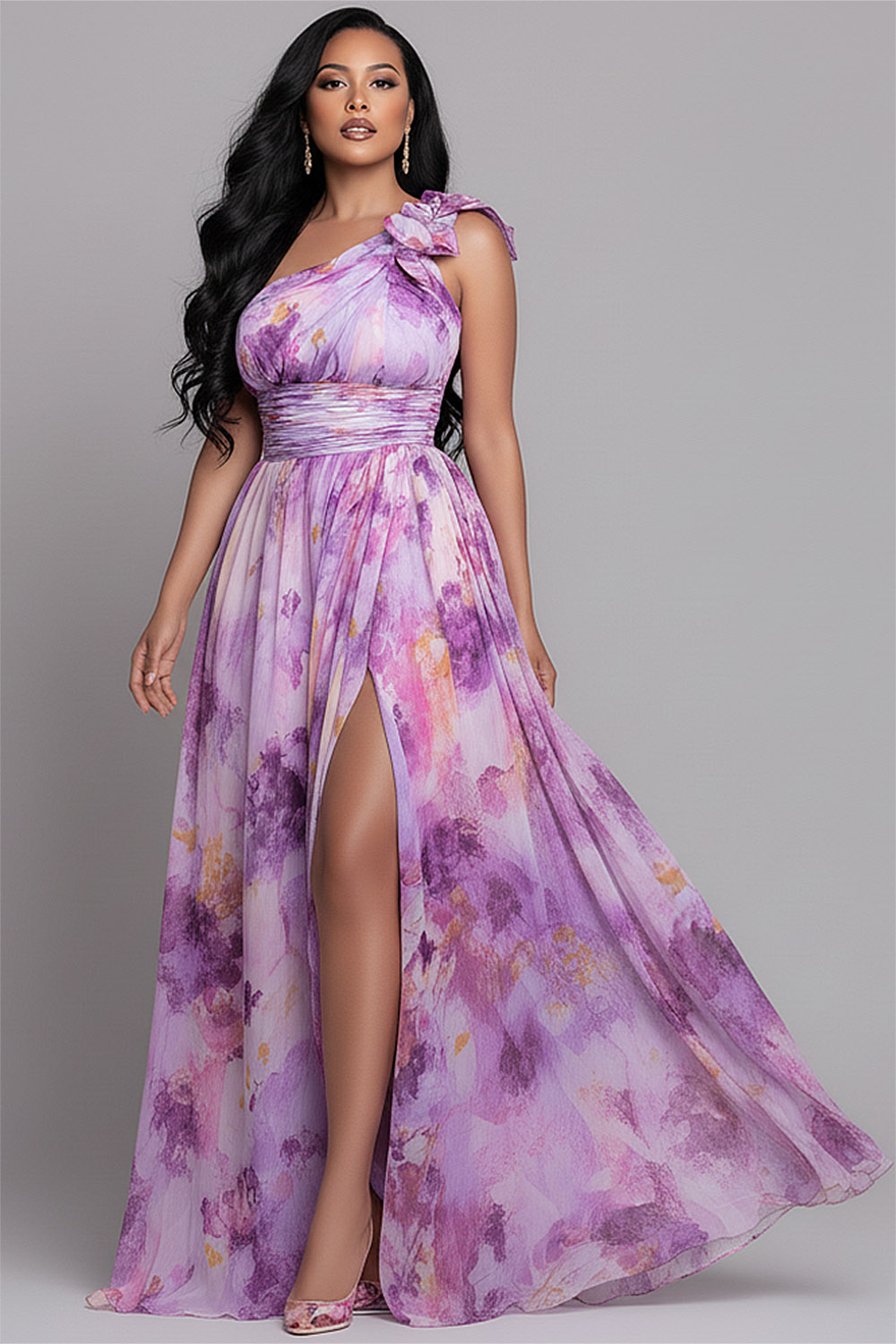 lavender plus size maxi dress Lavender Floral Smocked Flounce Sleeve Maternity Plus Maxi Dress – PinkBlush
