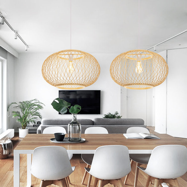 Natural Round Bamboo Hanging Pendant ...