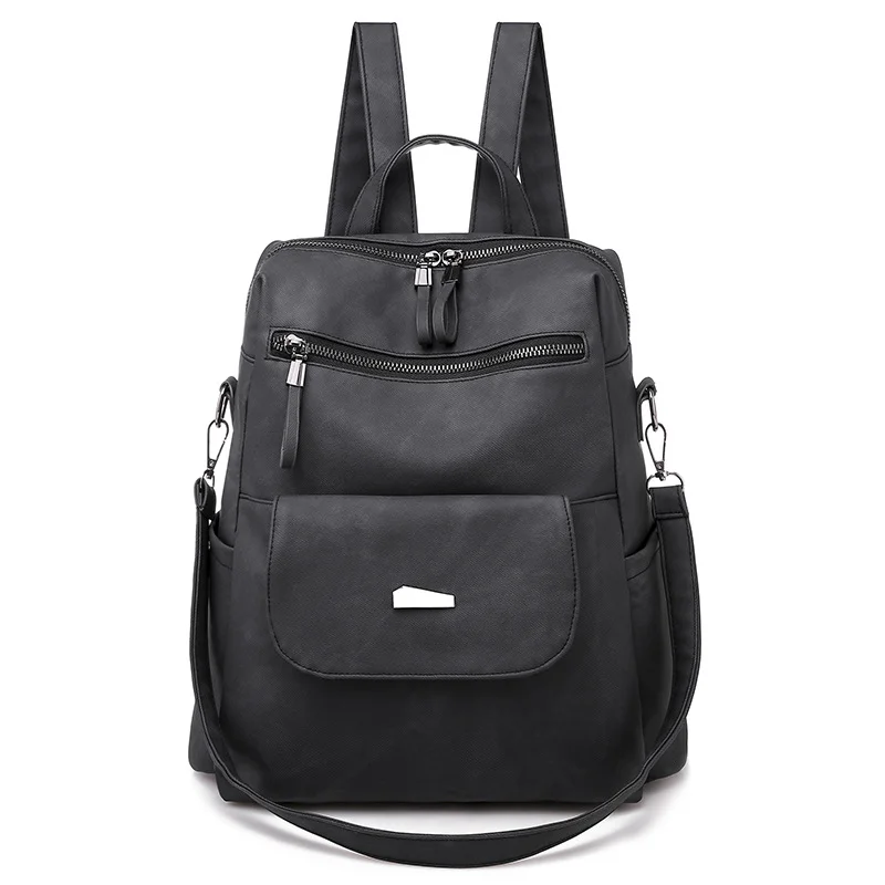 Fashion Casual Solid Color Zipper Backpack