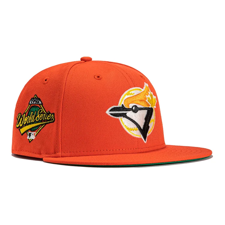 New Era 59Fifty Jack O Lantern Toronto Blue Jays 1992 World Series Patch Hat- Orange QueenFunky