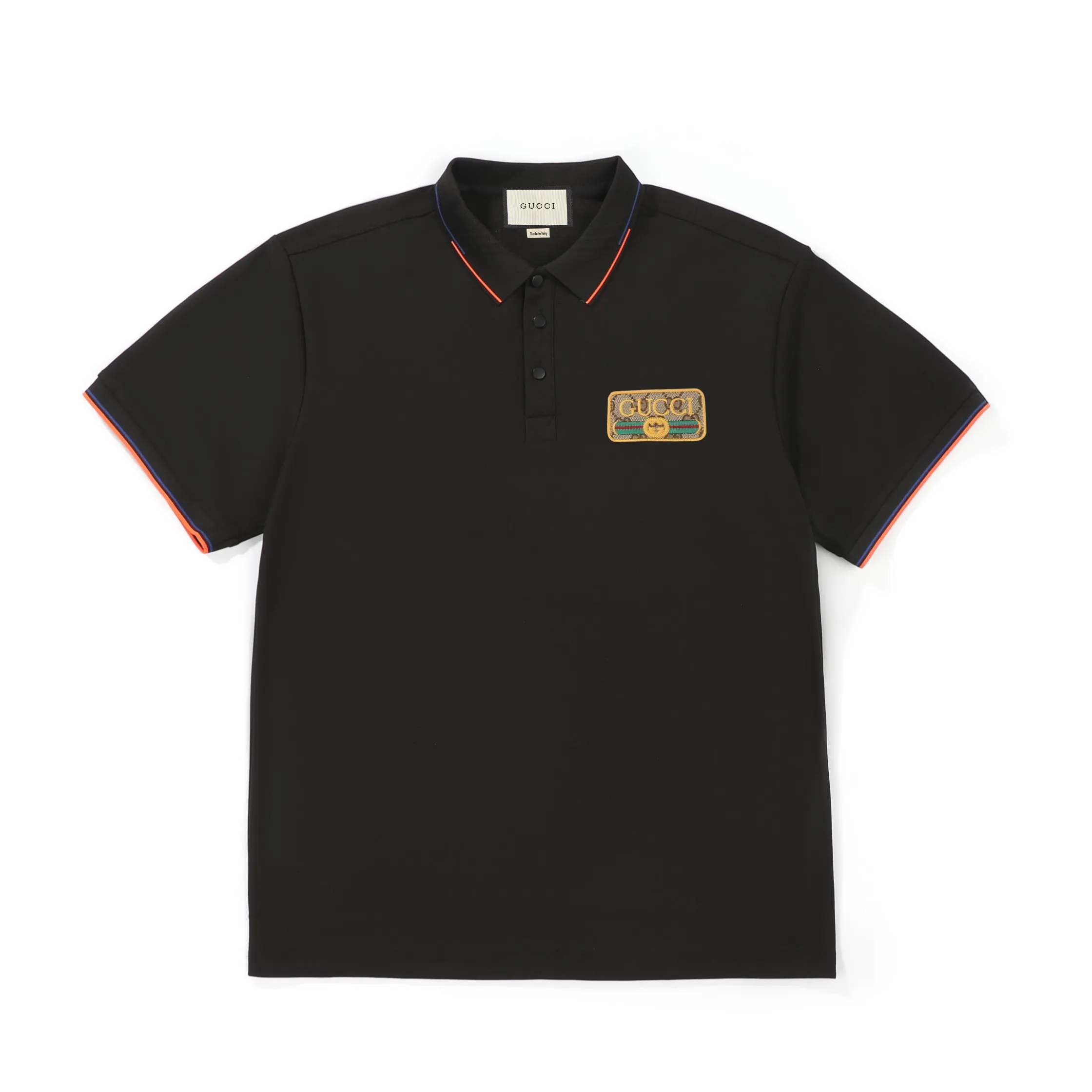 Classic Badge Polo Shirt - Black Front View