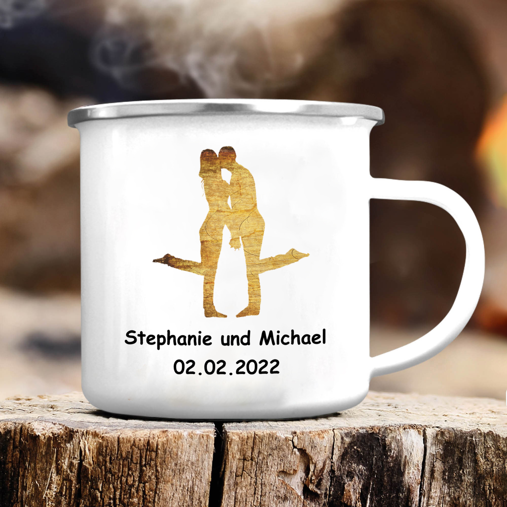 Kettenmachen Emaille Tasse Personalisierter Text Datum Emaille Becher