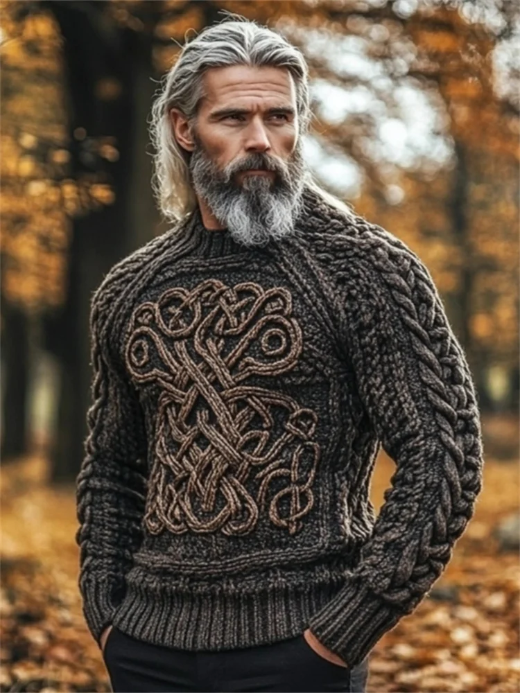 Men's Viking Tree Of Life Inspired Celtic Chunky Sweater