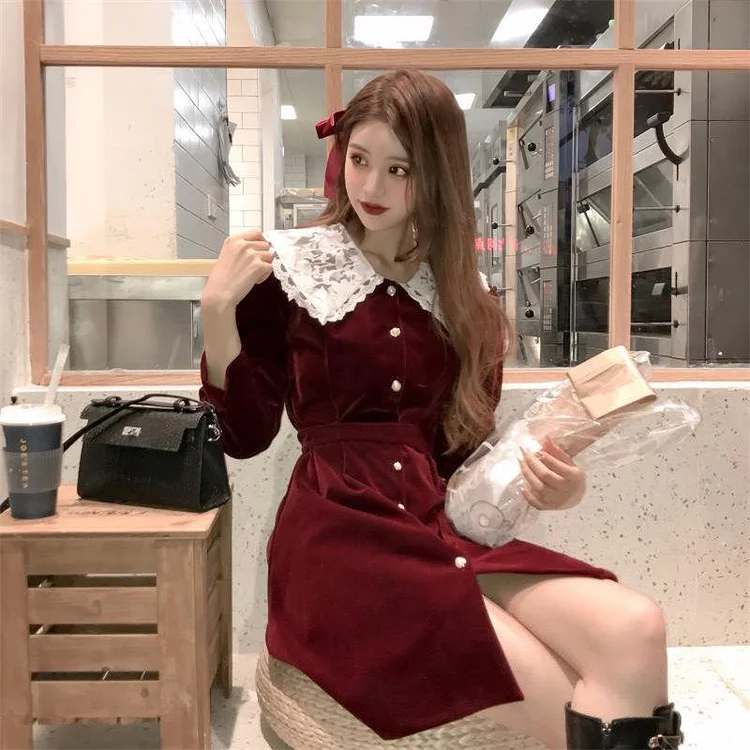 VINTAGE STYLE PETER PAN COLLAR KITTY MIDI DRESS V148