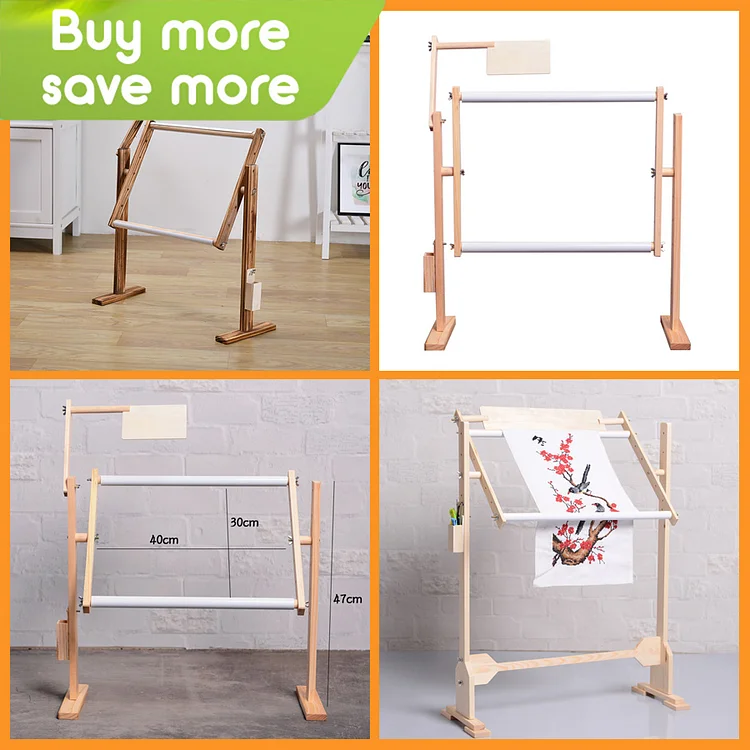 Adjustable Wooden Sewing Cross Stitch Frame Tabletop Embroidery Floor Stand(19.09*4.13*1.97in)