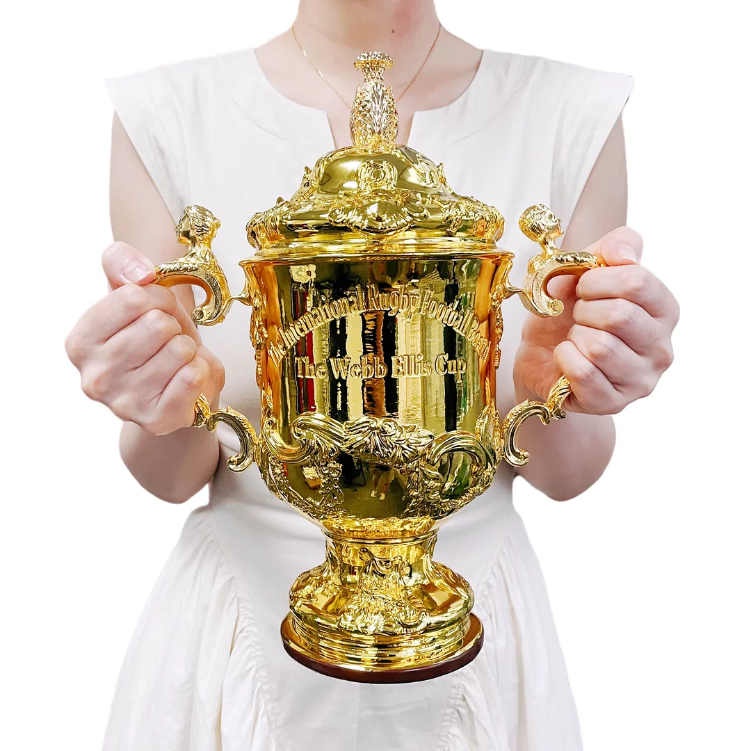【Resin Version】 2023 Version The Webb Ellis Cup Rugby World Cup Champions Trophy Resin 38cm（Metal Handle）