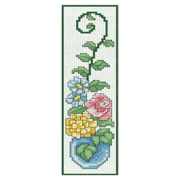 11CT Stamped Double-Sided Flower Vine Cross Stitch Bookmark Kit 18x6cm gbfke