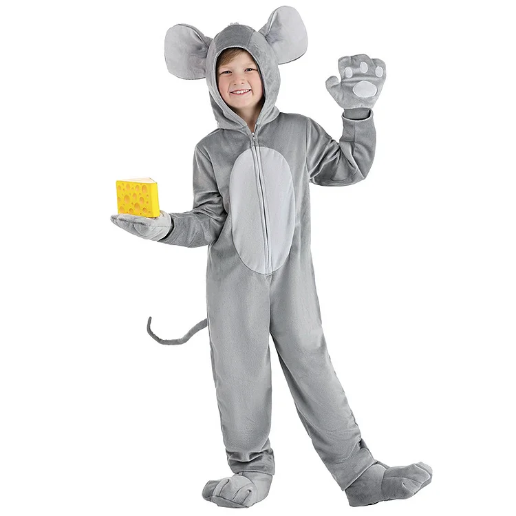 Kids Children Animals Mouse Funny Gray Outfits Cosplay Costume Halloween Carnival Suit