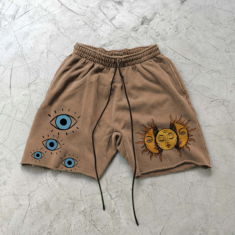 Street Wear Eyes Sun Sweat Shorts