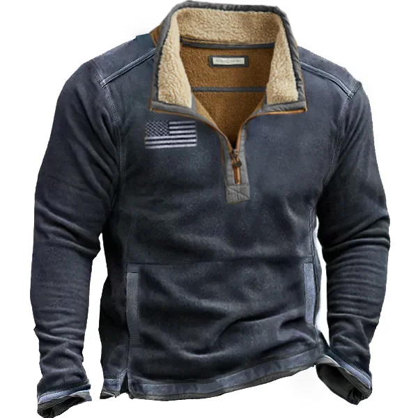 Zipper Fur Collar Fleece Outdoor Sweatshirt