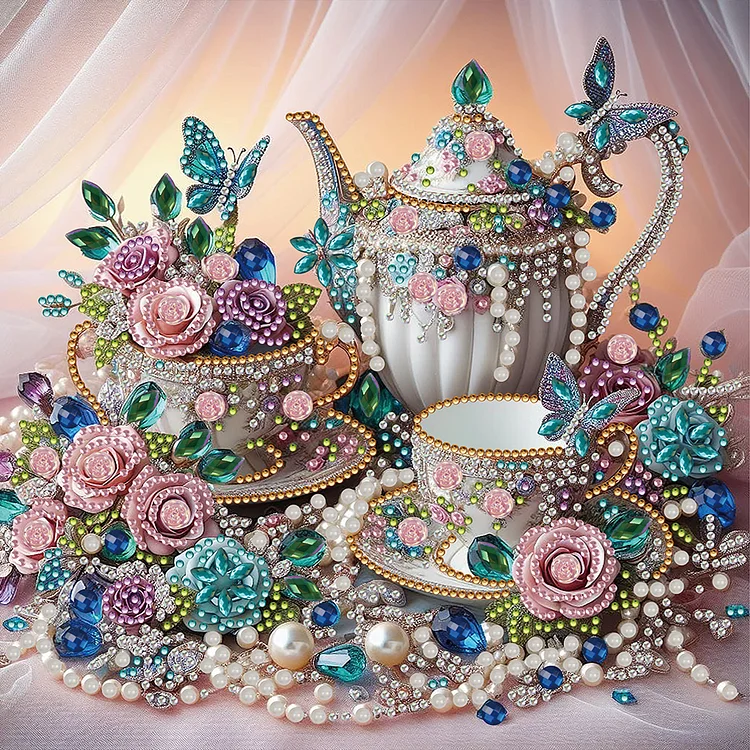 Exquisite Afternoon Tea 30*30CM (Canvas) Special Shaped Drill Diamond Painting gbfke