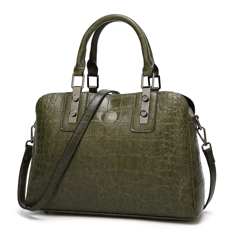 Medium Crocodile-print leather Bouba bag , olive green | Sportmax