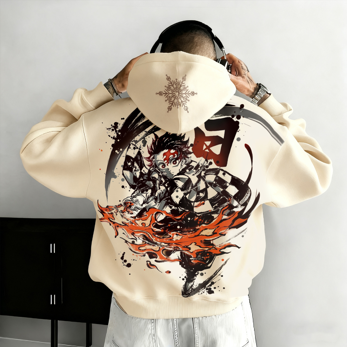 Anime-Inspired Hoodie with Dynamic Graphic Design