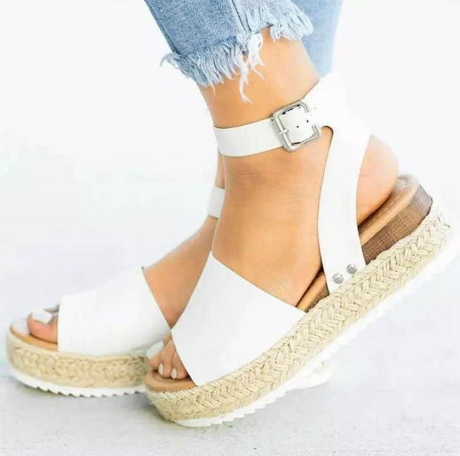 VCSHOES Slip On Platform Espadrille Flat Sandal