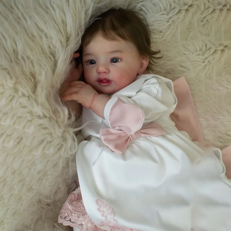 [New]20" Realistic Reborn Baby Doll Awake Girl Tojaha Toddler Brown Hair Baby Doll