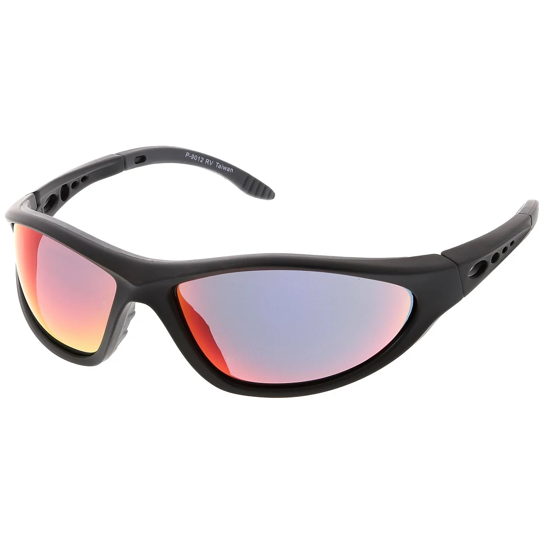 Sports TR-90 Wrap glasses Ventilated Slim Arms Colored Mirror Lens 68mm