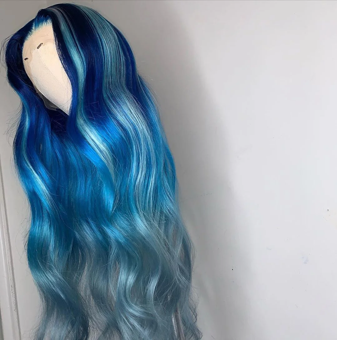 Zaesvini Hair® | (✨NEW) MIXED BLUE COLORS HAIR LACE WIG 2022 HOT STRAIGHT WIG Zaesvini