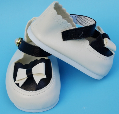 20" - 22" Black and White Leather Shoes Reborn Baby Doll Clothes ...
