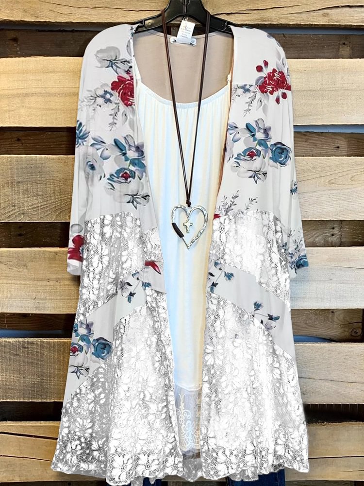 Oversized Casual Printed Kimono P179041902