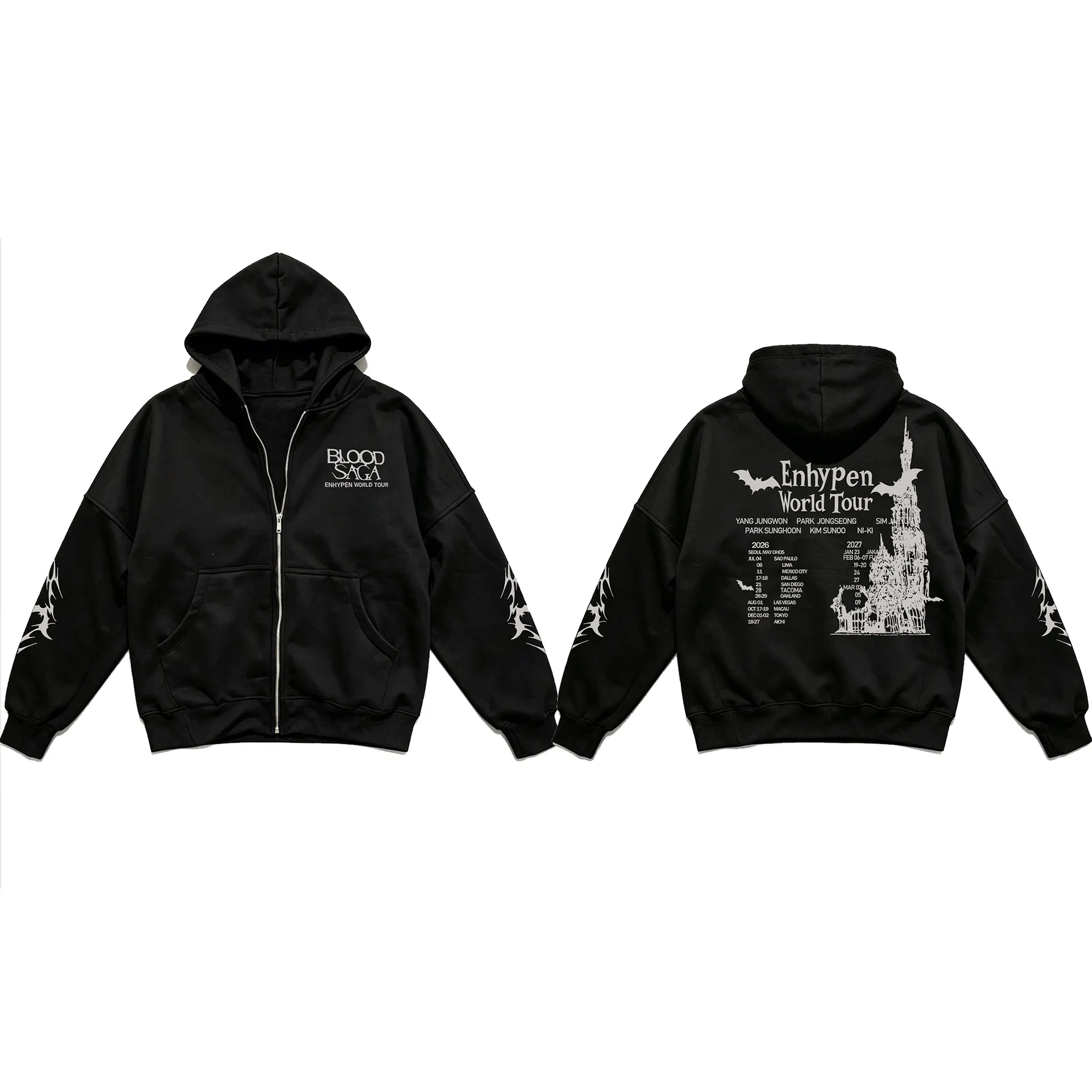 2026 ENHYPEN Blood Saga World Tour Inspired Zip Up Hoodie