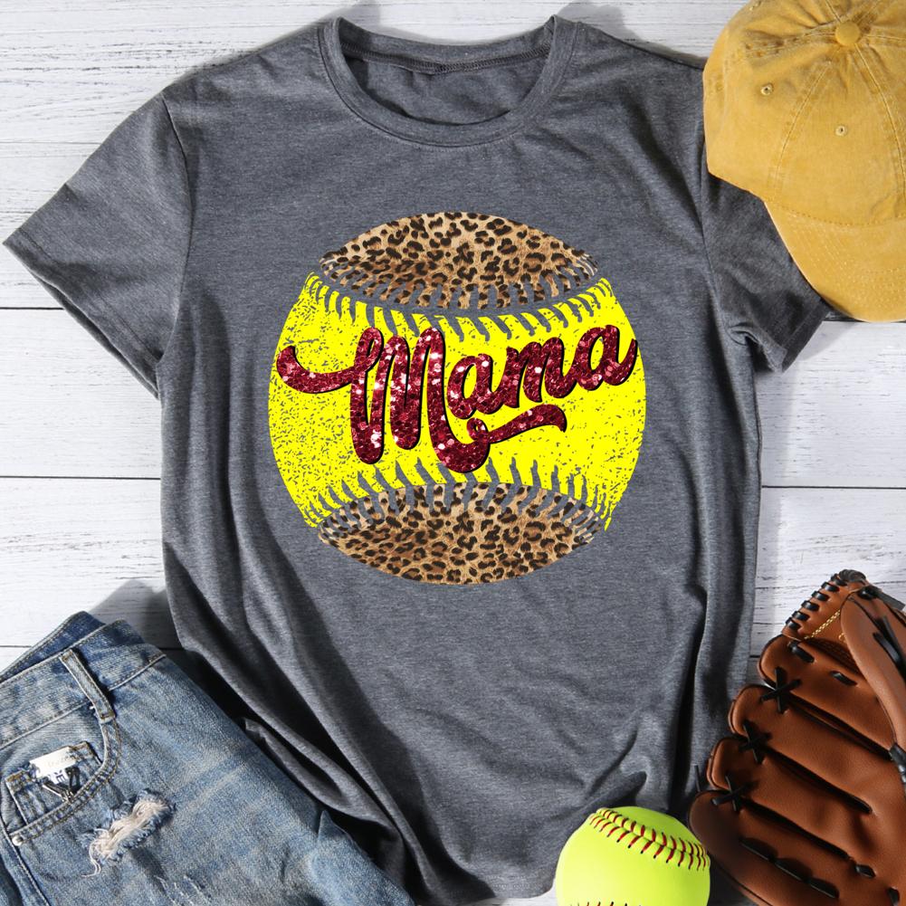 Softball Mom Round Neck T-shirt-0025064-Guru-buzz