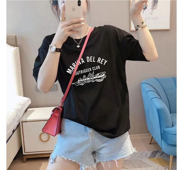 Short-Sleeve Lettering Print T-Shirt KT669