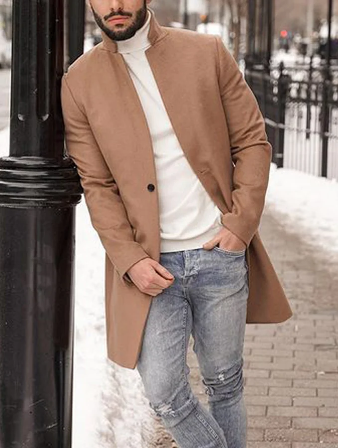 Men's Autumn and Winter Commuter Casual Thickened Long Sleeve Coat
