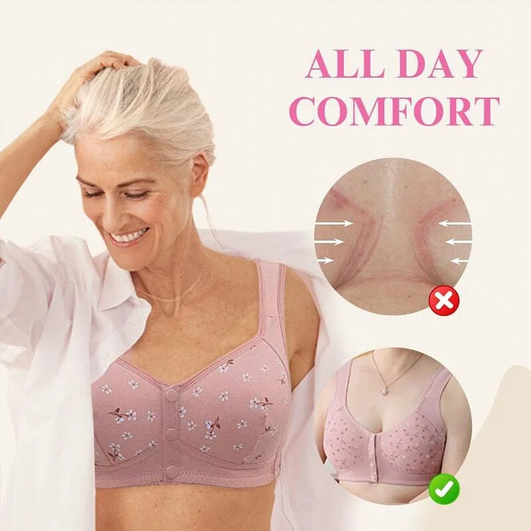 COMFORTABLE FRONT-CLOSURE WIRELESS PLUS SIZE BUTTON BRA