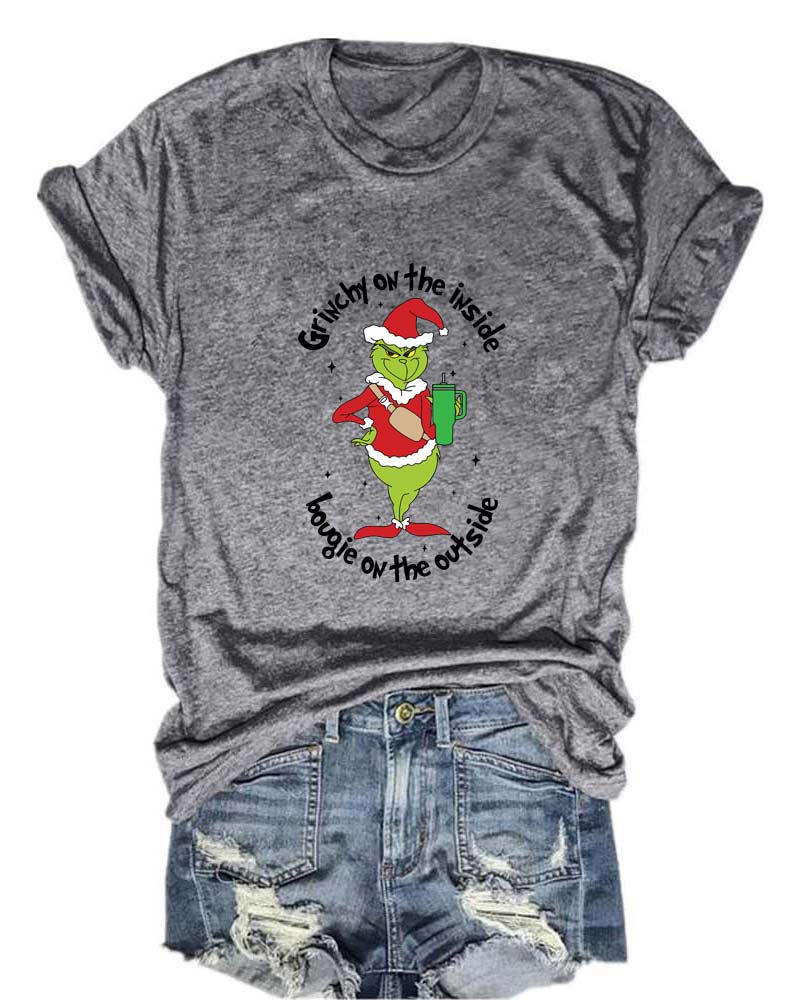 Stitch Grinchy on the inside Bougie on the outside shirt, hoodie, sweater  and v-neck t-shirt