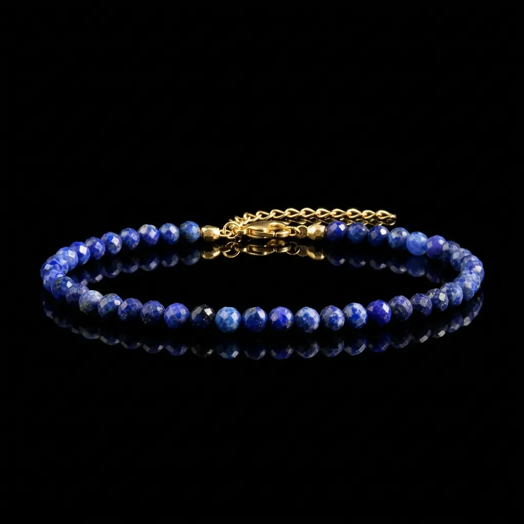 JiStones Midnight Azure Lapis Lazuli Bracelet - Minimalist Silver-Plated Adjustable Gemstone Jewelry