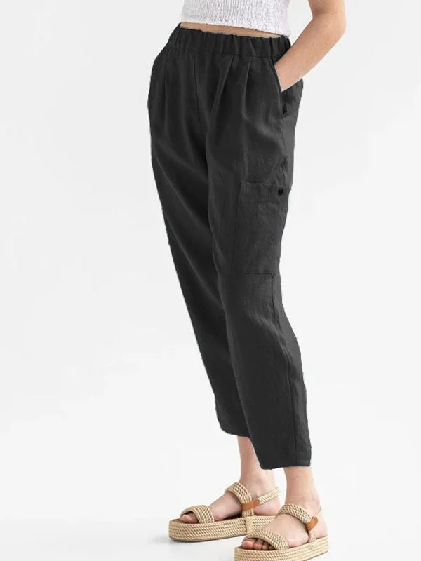Women's Loose High-waisted Cotton Linen Casual Pocket Casual Pants