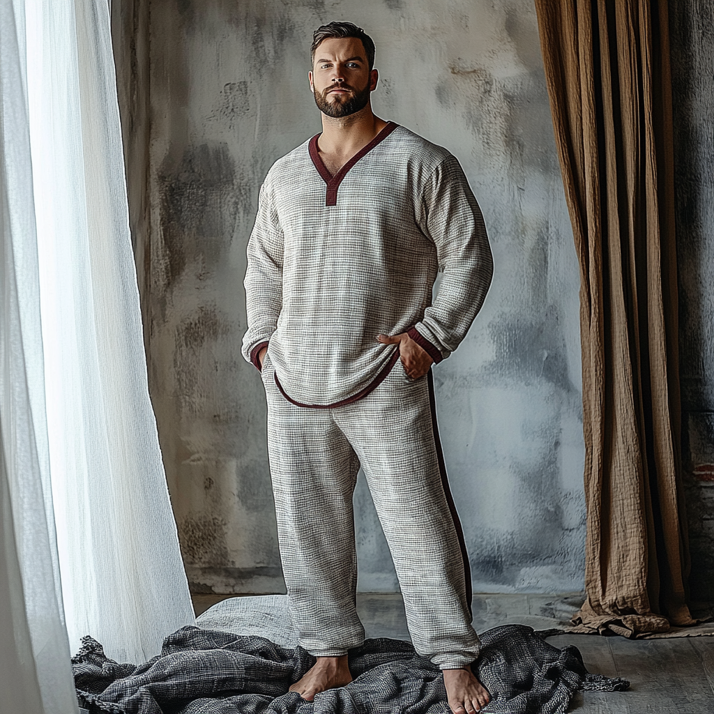 Men's Christmas Autumn And Winter Warm And Comfortable Casual Pajamas And Pants Two-piece Set-inspireuse