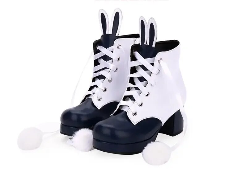 VCshoesMori Girl Women Punk Boots Lady Lolita Ankle Boots Woman High Heels Pumps Platform Shoes 6cm Rabbit Ears