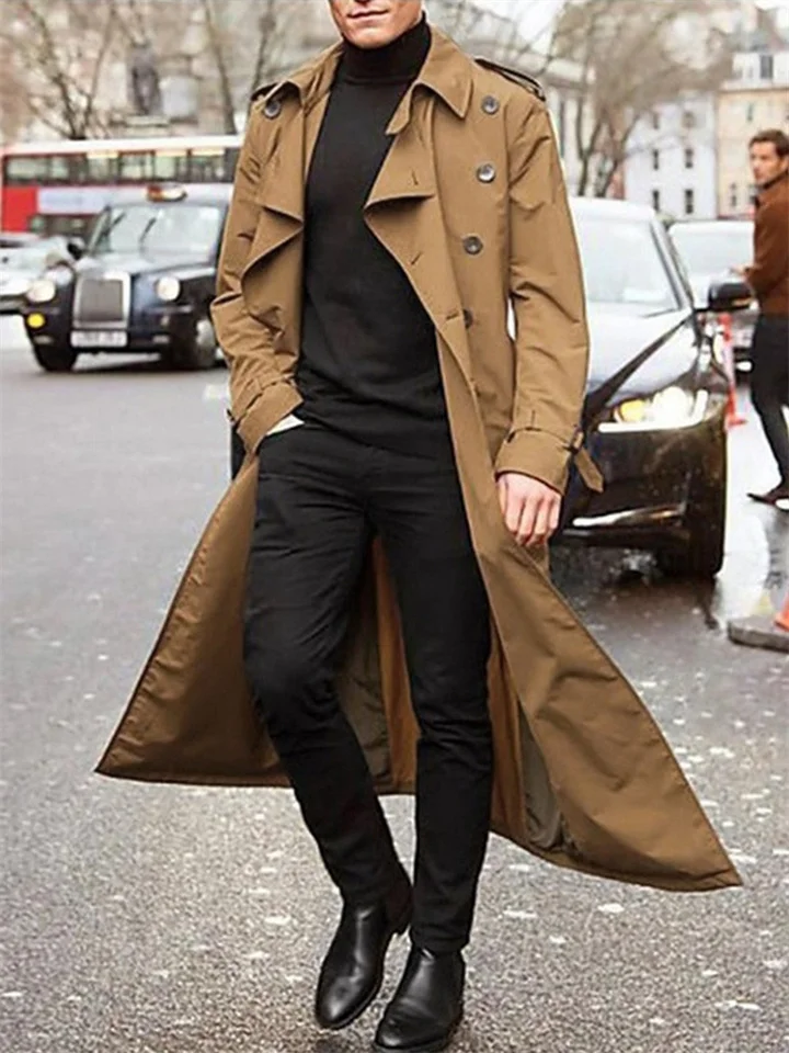 Men's Medium Length Casual Fashionable Trench Coat-Cosfine