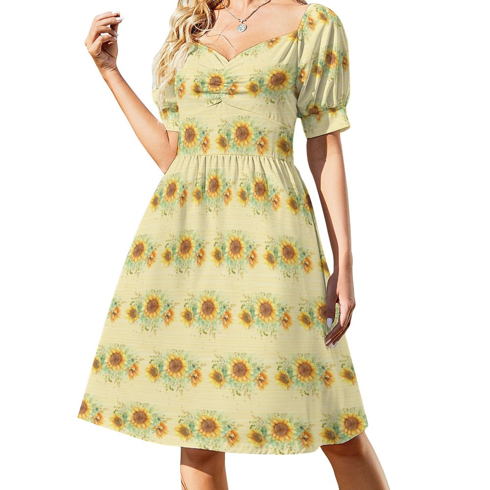 boho sunflower dress 2023 Boho Beach Sunflower Print Maxi Dress Fashion Women Long Dress Full Sleeve Party Holiday Muslim