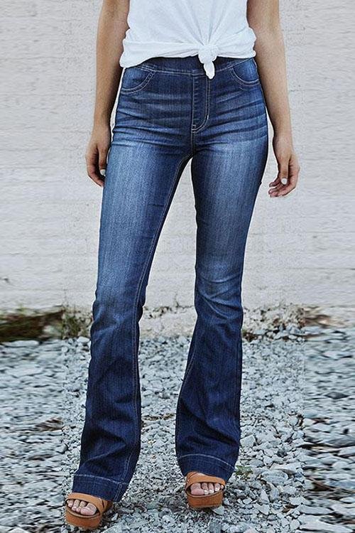 Denim Solid Mid Waist Jeans - Shop Trendy Women's Clothing | LoverChic