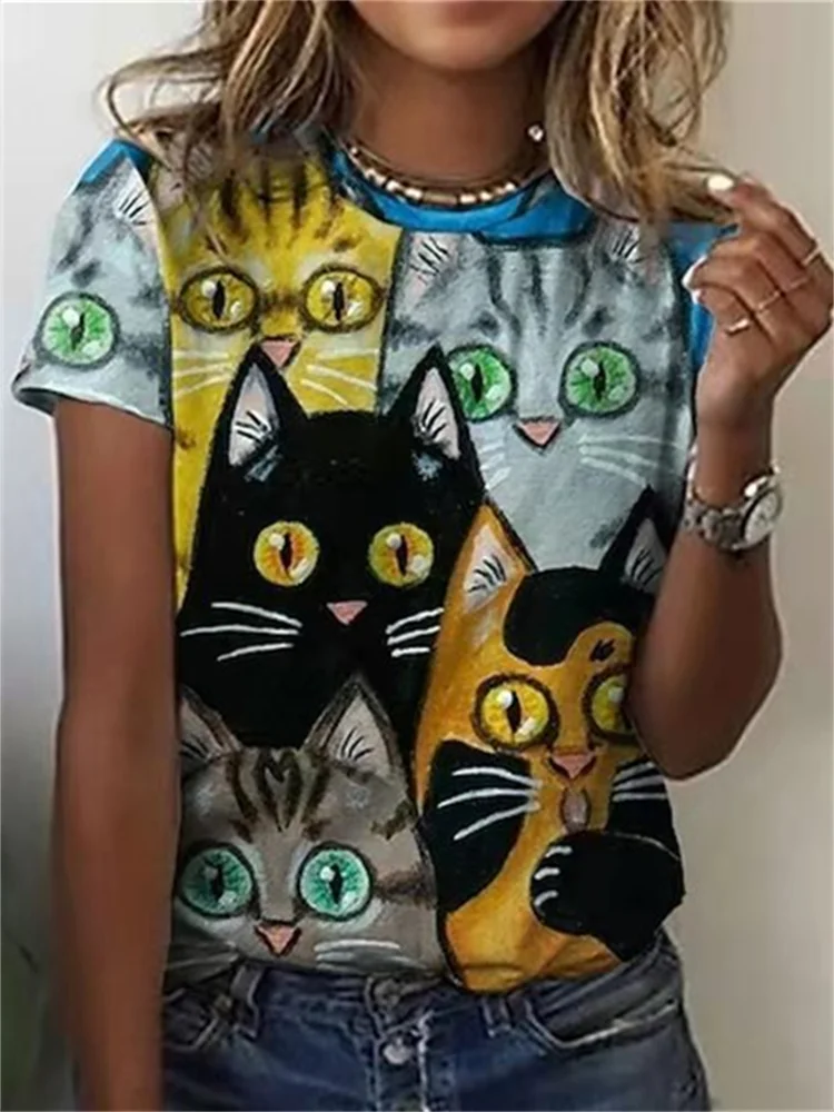 Funny Crowded Cats Graphic T Shirt