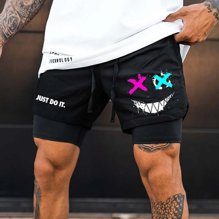 Just Do It Print Men's All-In-One Fitness Shorts - Devcarry