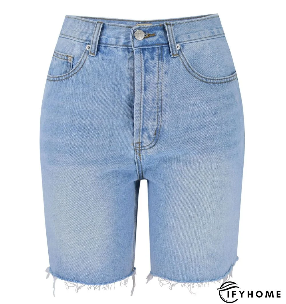 High-waisted Straight Denim Shorts Women Knee Length Jeans BF Street Cycling Shorts | IFYHOME