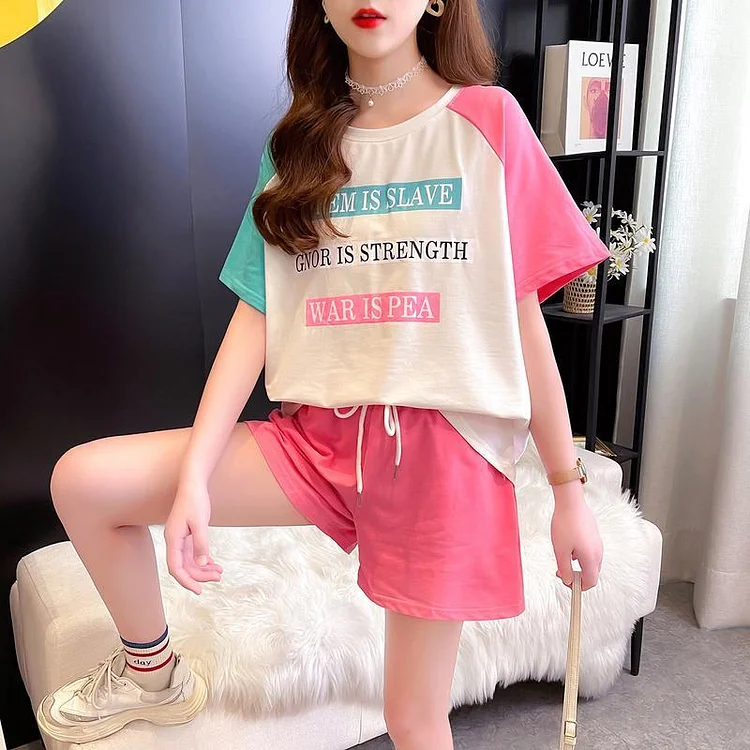 Casual Colorblock Two-Piece Set P10489