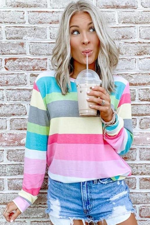 KarliDress Long Sleeve Rainbow Blouse P12638