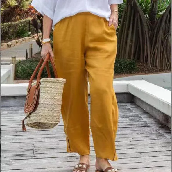 Literary improvement sand wash soft women's trousers casual pants socialshop